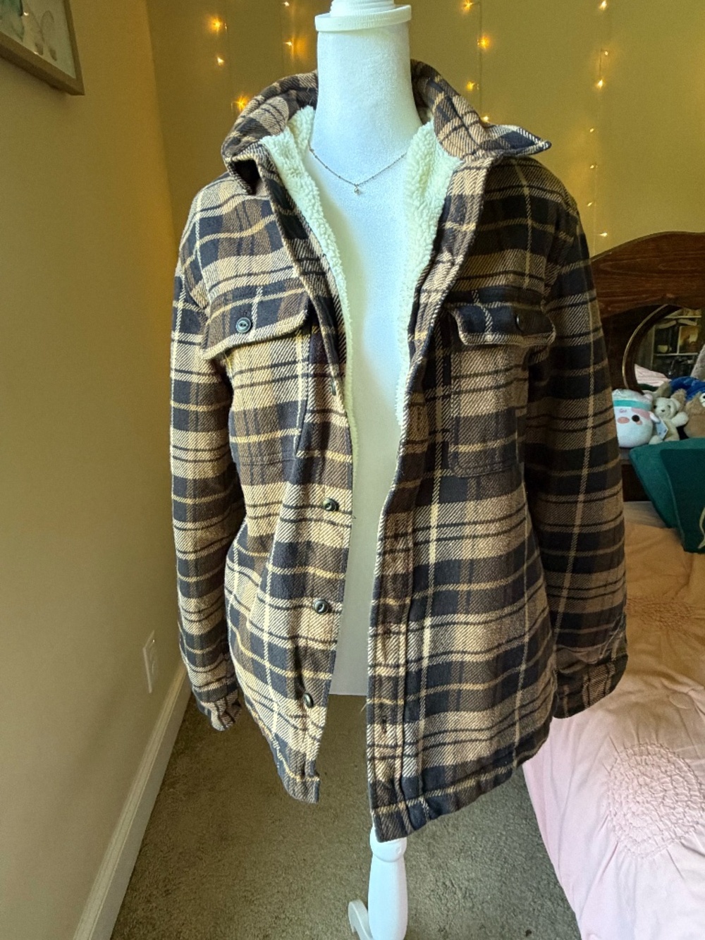 Heavyweight H&M button-down plaid shirt jacket